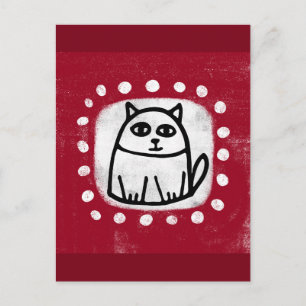 赤ポストカードのかわいい猫 ポストカード