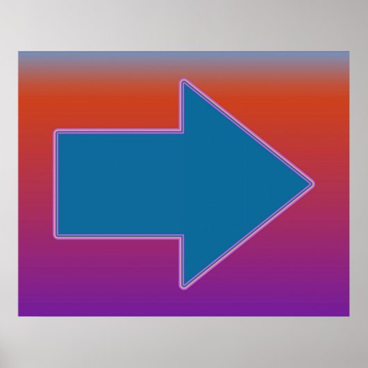 赤ポップ・アートのに右向きの矢印を付ける ポスター (正面)