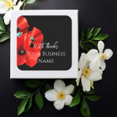 赤ポピーありがとう四角ステッカー スクエアシール