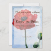 赤ポピーの水彩画結婚のカード 招待状 (正面)