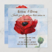 赤ポピーの水彩結婚式招待状 招待状 (正面/裏面)