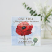 赤ポピーの水彩結婚式招待状 招待状 (スタンド正面)