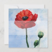 赤ポピーの水彩結婚式招待状 招待状 (裏面)