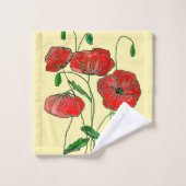 赤ポピーの芸術 バスタオルセット (ウォッシュタオル)