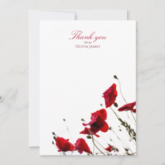 赤ポピーサンキューカード 招待状 (正面)