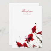 赤ポピーサンキューカード 招待状 (正面/裏面)
