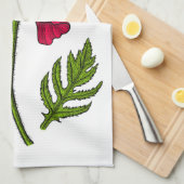 赤ポピースケッチ3 キッチンタオル (四つ折り)