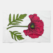 赤ポピースケッチ3 キッチンタオル (横)