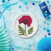 赤ポピースケッチ3 ペーパープレート (パーティー)