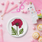 赤ポピースケッチ3 ペーパープレート (パーティー)