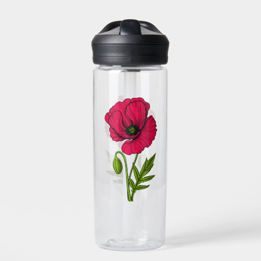 赤ポピースケッチ ウォーターボトル (正面)