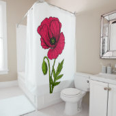 赤ポピースケッチ シャワーカーテン (インサイチュ)