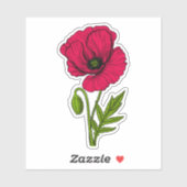 赤ポピースケッチ シール (シート)