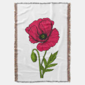 赤ポピースケッチ スローブランケット (正面縦)