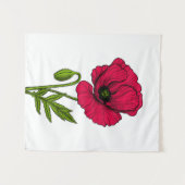 赤ポピースケッチ タペストリー (正面(横))