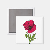 赤ポピースケッチ マグネット (正面/裏面)