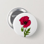 赤ポピースケッチ 缶バッジ (正面&裏面)