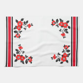 赤ポピーデザイン付きキッチンタオル キッチンタオル (横)