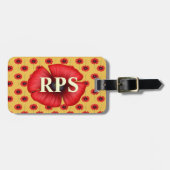 赤ポピーフローラモノグラムイエローラゲージタグ ラゲッジタグ (正面横)