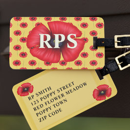 赤ポピーフローラモノグラムイエローラゲージタグ ラゲッジタグ