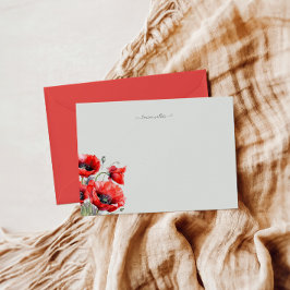 赤ポピーフローラモノグラム ノートカード