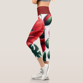 赤ポピーフローラ カプリレギンス