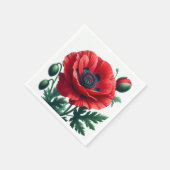 赤ポピーフローラ スタンダードカクテルナプキン (角)