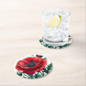 赤ポピーフローラ ラウンドペーパーコースター (インサイチュ)