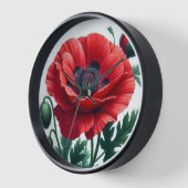 赤ポピーフローラ 壁時計 (傾斜)