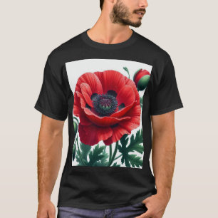 赤ポピーフローラ Tシャツ