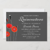 赤ポピーモダンフローラボタニカルキセアネラ 招待状 (正面)