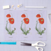 赤ポピーラベンダーティッシュペーパー 薄葉紙 (クラフト)