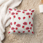 赤ポピー水彩花植物芸術枕 クッション (ブランケット)