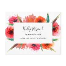 赤ポピー色彩の鮮やかズフローラ結婚式RSVP