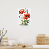 赤ポピー花アートプリントポスター ポスター (キッチン)