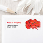 赤ポピー花パーソナライズされた名差出人住所 ラベル (インサイチュ)