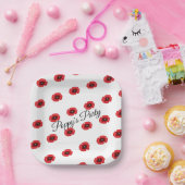 赤ポピー花柄カスタムパーティー ペーパープレート (パーティー)