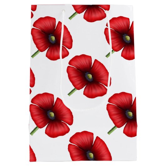 赤ポピー花柄中フローラ抱き枕 ミディアムペーパーバッグ (裏面)