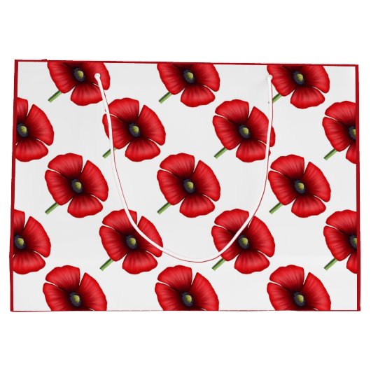 赤ポピー花柄大抱き枕 ラージペーパーバッグ (裏面)