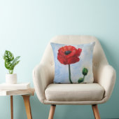 赤ポピー花水彩投げクッション クッション (椅子)