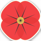 赤ポピー花記念デザイン シール (正面)