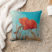 赤ポピー クッション (ブランケット)