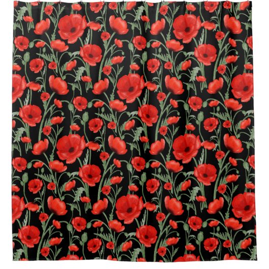 赤ポピー シャワーカーテン (正面)