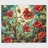 赤ポピー ラッピングペーパー (フラット)