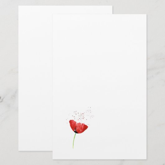 赤ポピー 便箋 (正面/裏面)