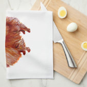 赤ポメラニア犬 キッチンタオル (四つ折り)