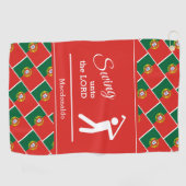 赤ポルパーソナライズされたガル国旗 ゴルフタオル (横)