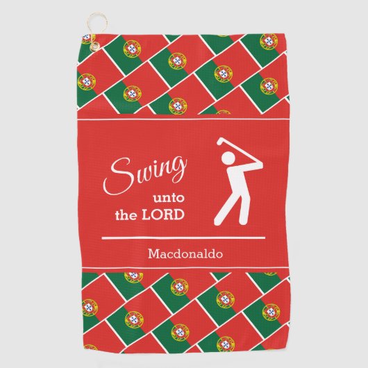 赤ポルパーソナライズされたガル国旗 ゴルフタオル (正面)