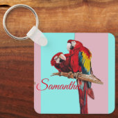 赤マカオパロットウォーター色ガールズネームキーリング キーホルダー (正面)