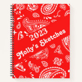 赤マカスタマイズダラプリントスケッチブック ノートブック (正面)